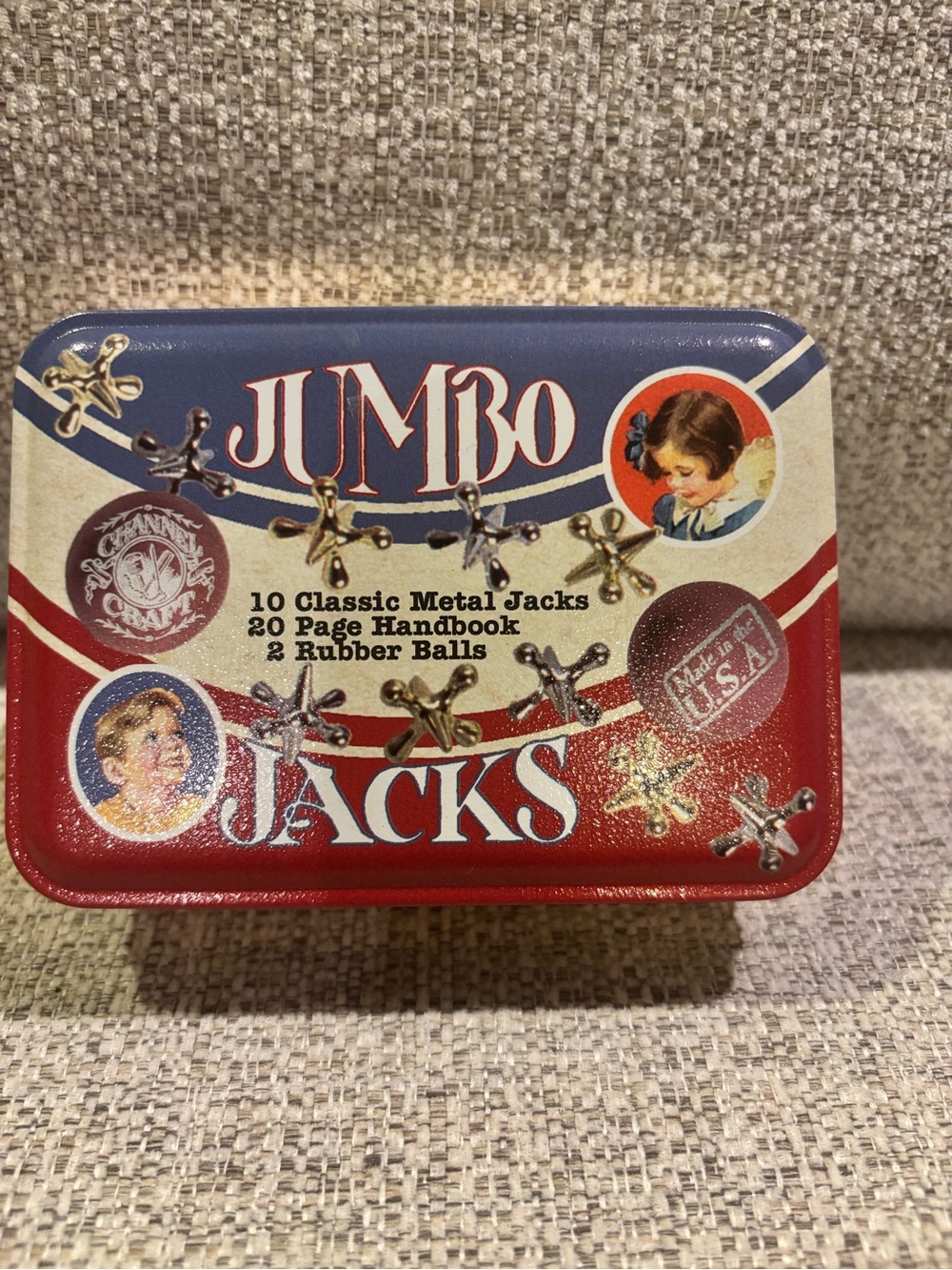 Jumbo Jacks Metal Game Tin - Red, Blue, Cream